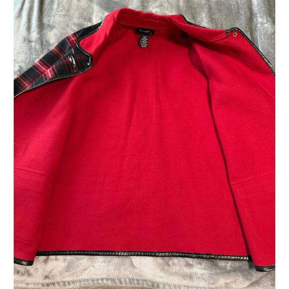 Denim & Co Flannel Jacket Women Large Red Buffalo Plaid Toggle Buttons Coat - Picture 6 of 8